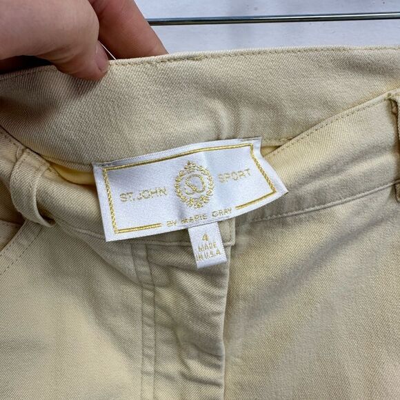 St. John Vintage Cream Pastel Yellow High Rise Straight Leg Pants Size 4 - Picture 7 of 9